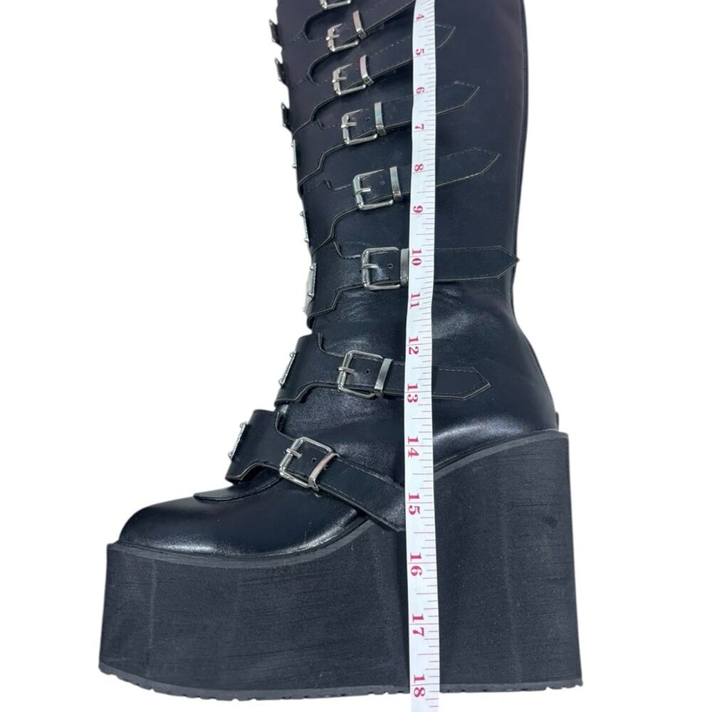 Goth Platform Boots Knee High Gothic Womens Whimsigoth Buckle Straps Black - Picture 6 of 7
